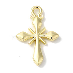 Rack Plating Alloy Pendants, Cadmium Free & Nickel Free & Lead Free, Cross, Golden, 28x19x3mm, Hole: 2.3mm(FIND-I039-045G-01)