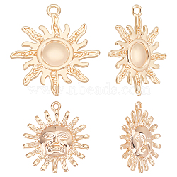 12Pcs 2 Style Brass Pendants, Sun, Real 18K Gold Plated, 22~28x19~24.5x2~3mm, Hole: 1.2~2mm, 6pcs/style(KK-BBC0004-66)