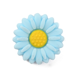 Food Grade Eco-Friendly Silicone Beads, Chewing Beads For Teethers, DIY Nursing Necklaces Making, Daisy, Pale Turquoise, 19.5x7.5mm, Hole: 2mm(SIL-WH0014-11L)