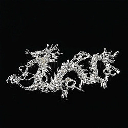 Dragon Alloy Cabochons, DIY Hair Stick Accessories, Platinum, 30x60mm(PW-WG13638-04)