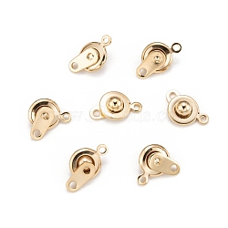 201 Stainless Steel Snap Clasps, Flat Round, Golden, 15x9x5mm, Hole: 1.5mm and 2mm(STAS-I137-06G)