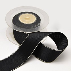 Wide Wired Grosgrain Ribbon for Gift Packing, Black, 1-1/2 inch(38mm), about 100yards/roll(91.44m/roll)(SRIB-L010-38mm-030)