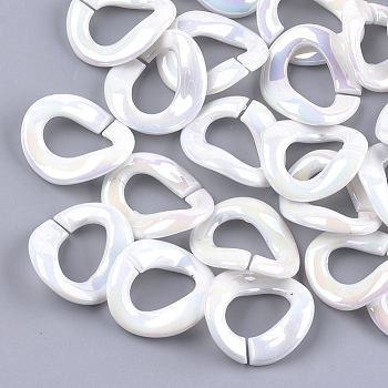 Acrylic Imitation Pearl Linking Rings, Quick Link Connectors, For Jewelry Chains Making, AB Color, Twist, Seashell Color, 29x32x10~11mm