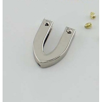 Zinc Alloy Zipper End Tail, Clips Buckle Stop Tail, Head Triangle Bottom Repair Replacement, with Screws for Pants, Jackets, Jeans Clothes Slider Zipper Fastener Lock, Cadmium Free & Lead Free, Platinum, 24.5x18x5mm, Hole: 2.5mm