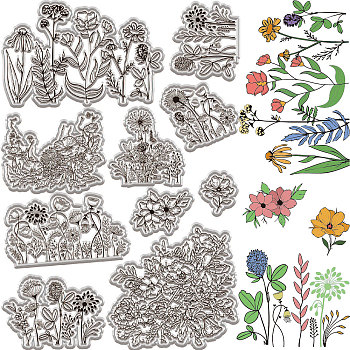 Plastic Stamps, for DIY Scrapbooking, Photo Album Decorative, Cards Making, Stamp Sheets, Flower, 160x110mm