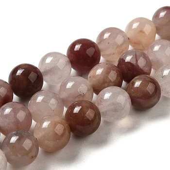Natural Strawberry Quartz Beads Strands, Round, 10~10.5mm, Hole: 1.2mm, about 38pcs/strand, 15.55''(39.5cm)