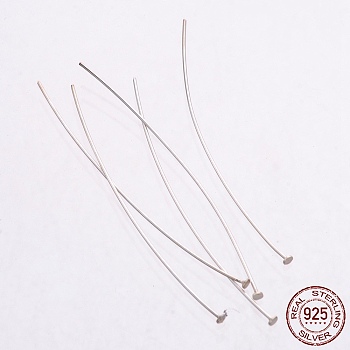 925 Sterling Silver Flat Head Pins, Silver, 44~45x0.5mm, Head: 1.5mm, about 200pcs/20g