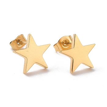 Ion Plating(IP) 304 Stainless Steel Star Stud Earrings for Women, Golden, 11x12x2mm, Pin: 0.6mm