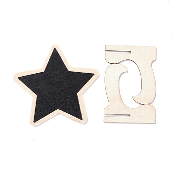 Star Wooden Mini Chalkboard Signs, with Support Stand, for Wedding & Birthday Party Decoration, Black, 8.6x8.55x0.2cm