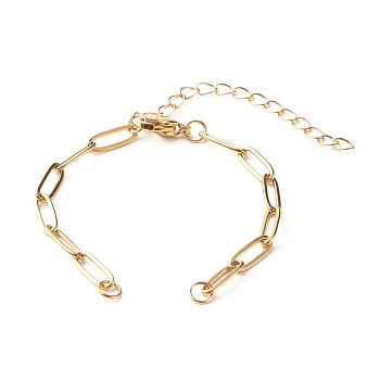 304 Stainless Steel Paperclip Chains Bracelet Making, with Lobster Claw Clasps, Golden, 5-3/4x1/8 inch(14.5x0.4cm)