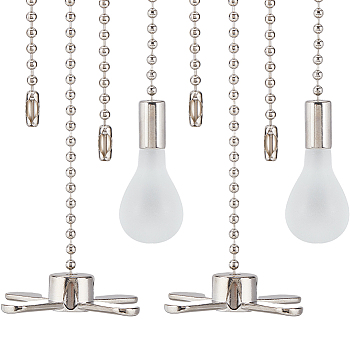 Alloy Ceiling Fan Pull Chain Extenders, with Glass Findings, Fan/Bulb, Platinum, 324~340mm, 2pcs/set