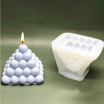 DIY Pyramid Bubble Candle Food Grade Silicone Molds, for Scented Candle Making, White, 10.6x10.6x8.3cm, Inner Diameter: 8.8x8.8cm
