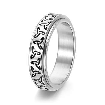 Rotatable Titanium Steel Finger Ring, Viking Triangle for Men's, Stainless Steel Color, US Size 9(18.9mm)