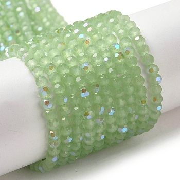Imitation Jade Glass Beads Strands, Faceted, Round, Light Green, 3mm, Hole: 0.8mm, about 167~170pcs/strand, 19.88~20.08''(50.5~51cm)