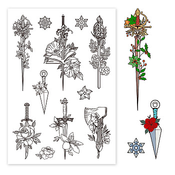 Custom PVC Plastic Clear Stamps, for DIY Scrapbooking, Photo Album Decorative, Cards Making, Sword Pattern, 160x110x3mm