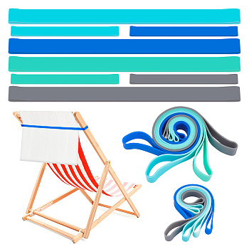 Blue Series Silicone Towel Bands Sets, for Beach Chairs, Mixed Color, 274~600x10~17.5x1~1.4mm, 8pcs/set