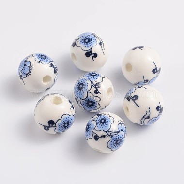 12mm Blue Round Porcelain Beads