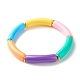 Candy Color Chunky Acrylic Curved Tube Beads Stretch Bracelet for Girl Women(BJEW-JB07297-01)-1