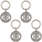 4Pcs Alloy Shoe Charms, with Zinc Alloy Spring Gate Rings, Flat Round with Star Moon, Platinum, 68mm(HJEW-CP00011)