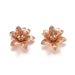 3D Brass Bead Caps, Flower, Multi-Petal, Light Gold, Tray: 5mm, 16x6.5mm, Hole: 0.8mm(KK-G368-04KCG)