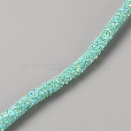 Glass Glitter Sequin Rope, Rhinestone Tube Beaded Trim for DIY Wedding Dresses Costume Clothing Shoes Jewelry Accessory, Aquamarine, 6mm, about 4.5~5Yard/pc(OCOR-TAC0022-02D-01)