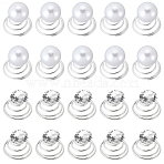 40Pcs 2 Styles Spiral Hair Pin Coil Iron Hair Accessories, with ABS Imitation Pearl/Rhinestone, Platinum, 11~16x13.5mm, 30pcs/style(OHAR-SP0001-10A)