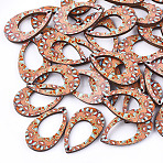 Printed Basswood Pendants, Teardrop, Back Random Color, Light Salmon, 34.5x20.5x3mm, Hole: 1.6mm(X-WOOD-S045-001C)