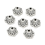 Tibetan Style Bell Filigree Bead Caps, Cadmium Free & Nickel Free & Lead Free, Flower, Antique Silver, 9x5mm, Hole: 1.5mm(X-TIBE-A23845-AS-FF)