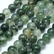 Natural Moss Agate Beads Strands, Round, 4mm, Hole: 0.6mm, about 95pcs/strand,  14.76 inch(37.5cm)(X-G-I199-06-4mm)