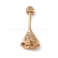 Brass Micro Pave Cubic Zirconia Pendant Bails, Bead Cap Bails, Flower, Golden, 19x8mm, Hole: 1.2mm, Pin: 0.5mm(KK-F865-12G)