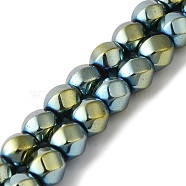 Electroplated Synthetic Magnetic Hematite Beads Strands, Faceted, Twist, Green Plated, 8mm, Hole: 1.2mm, about 47pcs/strand, 15.75''(40cm)(G-I364-J01-07)