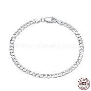 Rhodium Plated 925 Sterling Silver Curb Chain Bracelets, with S925 Stamp, Platinum, 7-7/8 inch(20cm)(BJEW-I314-007D-P)