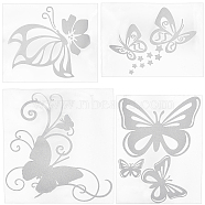 8Sheets 4 Style Waterproof Plastic Car Stickers, Reflective Car Decal, Butterfly, for Cars, Motorbikes, Skateboard Decor, Butterfly, White, 136~171x125~155x0.2mm, 2sheets/style(DIY-GF0005-52)