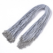 Waxed Cotton Cord Necklace Making, with Alloy Lobster Claw Clasps and Iron End Chains, Platinum, Gray, 17.4 inch(44cm), 1.5mm(MAK-S032-1.5mm-B17)