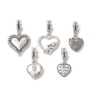 Alloy & ABS Plastic Pendant, Valentine Heart Charm, Antique Silver, 24~32mm(PALLOY-JF02366)