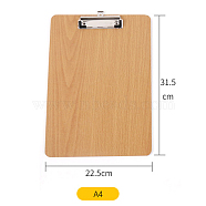 Wooden Clipboard, with Iron Clips, for Office, Hospital, Rectangle, BurlyWood, 315x225mm(OFST-PW0001-151C)