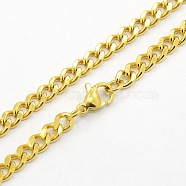 Men's 304 Stainless Steel Curb Chain Necklaces, with Lobster Claw Clasps, Faceted, Golden, 24.4 inch(62cm)(STAS-O037-57G)