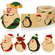 Christmas Theme Cartoon Paper Stickers, Self-adhesive Decorative Stickers Decals, Santa Claus, 75x55mm, 200pcs/roll(STIC-P013-09A)