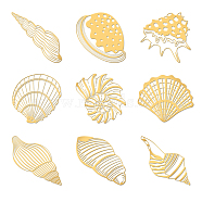 Nickel Decoration Stickers, Metal Resin Filler, Epoxy Resin & UV Resin Craft Filling Material, Golden, Shell Shape, 40x40mm, 9pcs/set(DIY-WH0450-152)