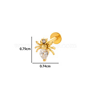 Spider 316L Surgical Stainless Steel Clear Cubic Zirconia 17 Gauge Threadless Labrets, Piercing Jewelry for Women Men, Golden, 8mm, Pin: 1.2mm(WGBD99E-03)