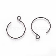 304 Stainless Steel Earring Hooks, with Horizontal Loop, Electrophoresis Black, 22x18mm, Hole: 2.5mm, Pin: 0.7mm(X-STAS-L216-02A-B)