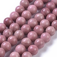 Natural Rhodonite Bead Strands, Round, 6mm, Hole: 1mm, about 60pcs/strand, 15.5 inch(G-L417-08-6mm)