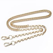 Bag Chains Straps, Brass Curb Link Chains and Iron Cable Link Chains, with Alloy Swivel Clasps, for Bag Replacement Accessories, Light Gold, 108.5x1cm(KK-S361-002KC)