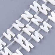 Natural Freshwater Shell Beads, Top Drilled Beads, White, Letter.N, 10x7.5x3mm, Hole: 0.8mm(SHEL-T012-59N)