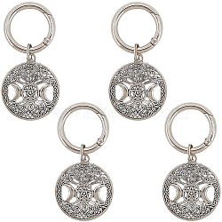 4Pcs Alloy Shoe Charms, with Zinc Alloy Spring Gate Rings, Flat Round with Star Moon, Platinum, 68mm(HJEW-CP00011)