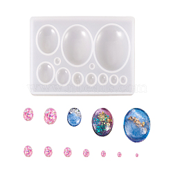 Silicone Cabochon Molds, Epoxy Resin Casting Molds, For UV Resin, DIY Jewelry Craft Making, Oval, White, 86x66x10mm, inner size: 3~38x2~28mm(X-DIY-F035-02)