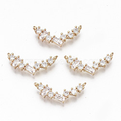 Brass Micro Pave Cubic Zirconia Charms, Light Gold, Long-Lasting Plated, Cadmium Free & Lead Free, Clear, 9x20x3mm, Hole: 1mm(KK-S359-056-RS)