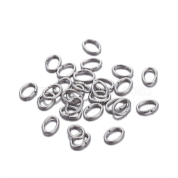 Tarnish Resistant 304 Stainless Steel Jump Rings, Open Jump Rings, Oval, Stainless Steel Color, 24 Gauge, 3.5x2.5x0.5mm, Inner Diameter: 1.5x2.5mm(A-STAS-F221-40P-I)