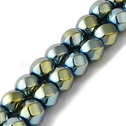 Electroplated Synthetic Magnetic Hematite Beads Strands, Faceted, Twist, Green Plated, 8mm, Hole: 1.2mm, about 47pcs/strand, 15.75''(40cm)(G-I364-J01-07)