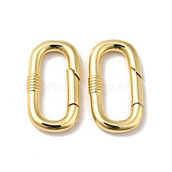 Brass Spring Gate Rings, Cadmium Free & Nickel Free & Lead Free, Oval, Real 18K Gold Plated, 7 Gauge, 24.5x14.5x3.5mm, Hole: 7x18.5mm(KK-J301-10G)